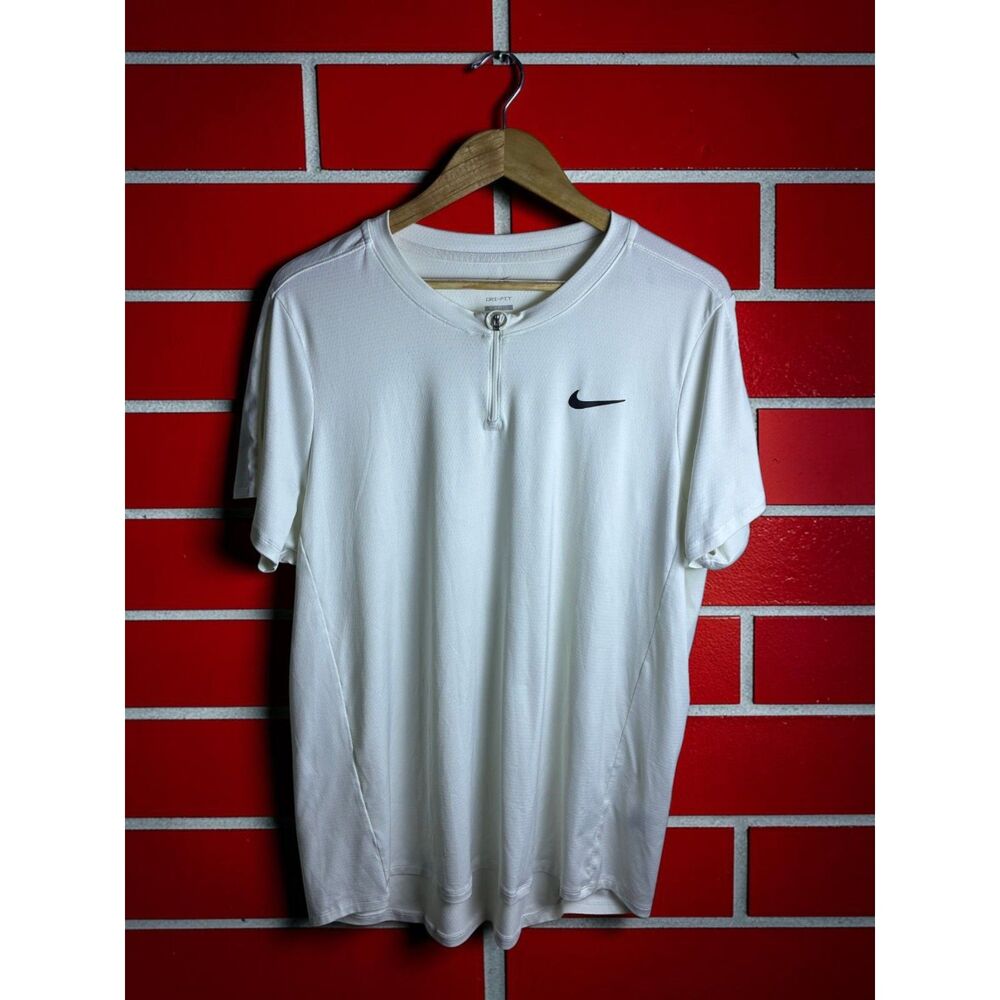 Nike Dri-FIT Slim Fit Quarter Zip Short Sleeve Shirt Men's XL White